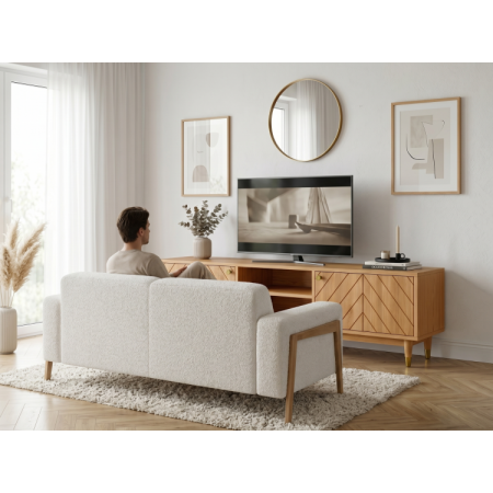 Tömörfa Jessica TV komód 179 cm díszített halszálka mintával