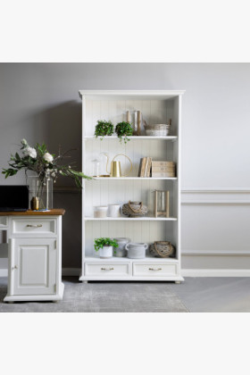 Provence stílusú könyvespolc Fehér patina 2