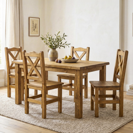 Rusztikus étkezőasztal és székek