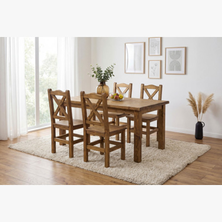 Rusztikus étkezőasztal és székek