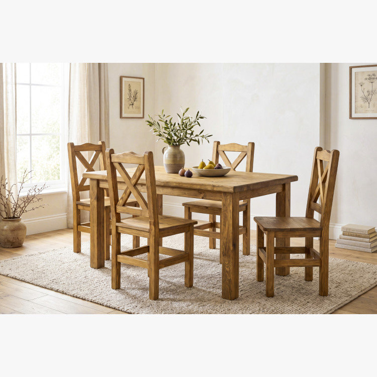 Rusztikus étkezőasztal és székek