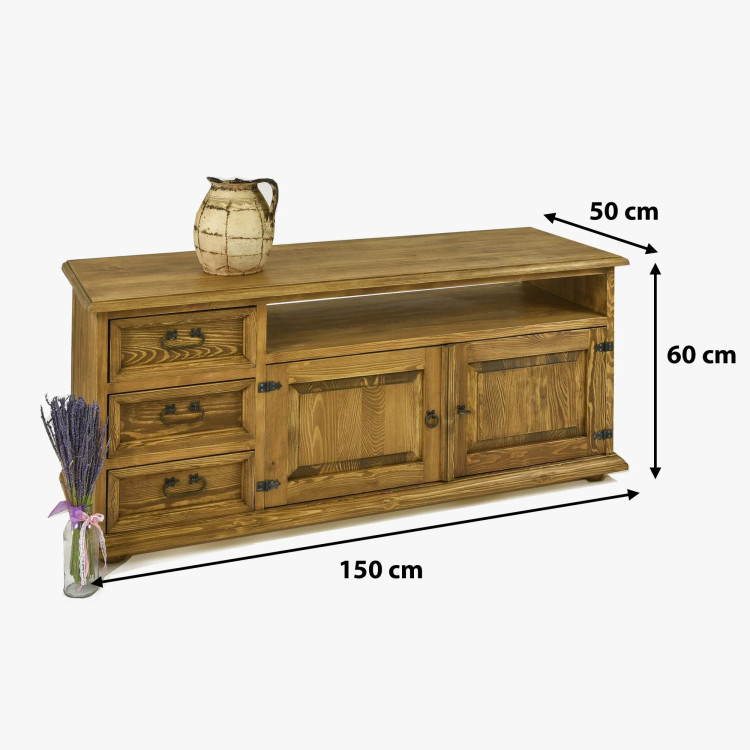 Paraszti tv komód tömörfából típus 107