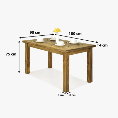 Francia stílusú étkezőasztal 180 x 90 cm