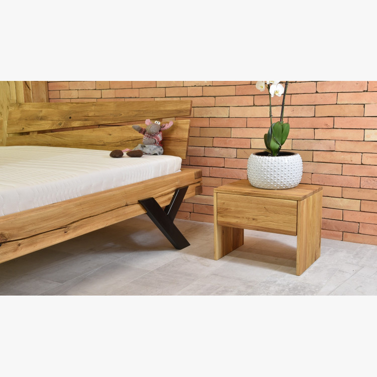 Modern tömörfa ágy, acél lábak Y alakban, 160 x 200 cm  - 8