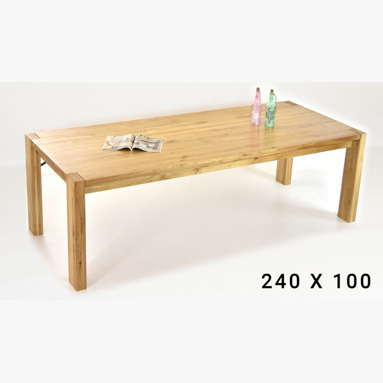 10 személyes étkezőasztal tömör tölgyfából + székek , Zlatko 240 x 100 cm  - 6