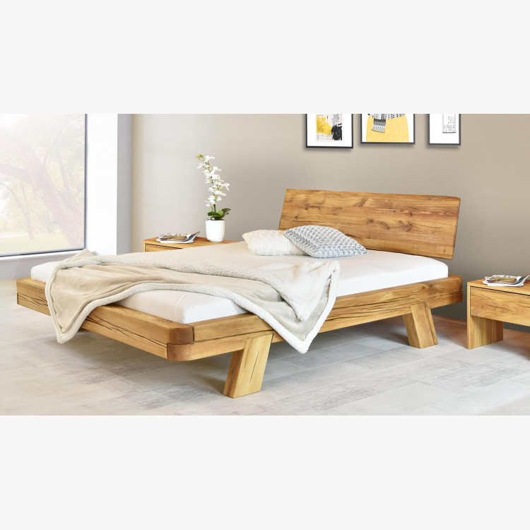 Gerendákból készült luxus tölgyfa ágy, lekerekített franciaágy, Mia 160 x 200  - 4