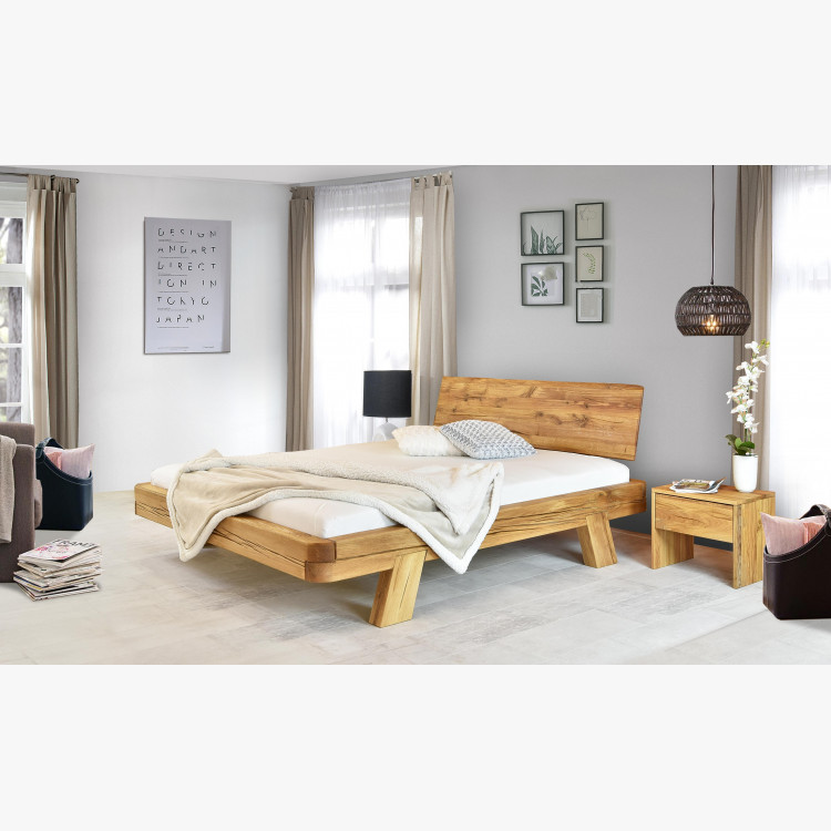 Gerendákból készült luxus tölgyfa ágy, lekerekített franciaágy, Mia 160 x 200  - 15