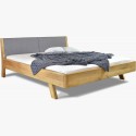 Tömör tölgyfa ágy, szürke anyag fejtámla - Marina 160 x 200 cm  - 1