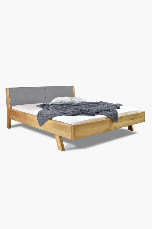 Tömör tölgyfa ágy, szürke anyag fejtámla - Marina 160 x 200 cm , Fa ágyak