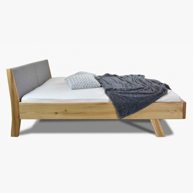 Tömör tölgyfa ágy, szürke anyag fejtámla - Marina 160 x 200 cm  - 3