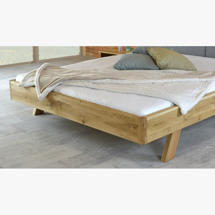 Tömör tölgyfa ágy, szürke anyag fejtámla - Marina 160 x 200 cm  - 11