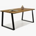 Tömörfa asztal - fekete acél lábak, LOFT  - 1