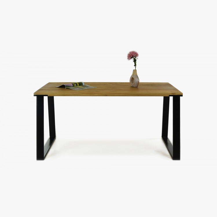 Tömörfa asztal - fekete acél lábak, LOFT  - 5