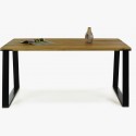 Tömörfa asztal - fekete acél lábak, LOFT  - 6