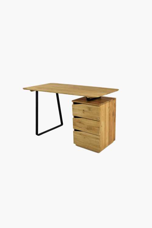 Tölgyfa íróasztal, fekete fém lábak, Smak  - 1
