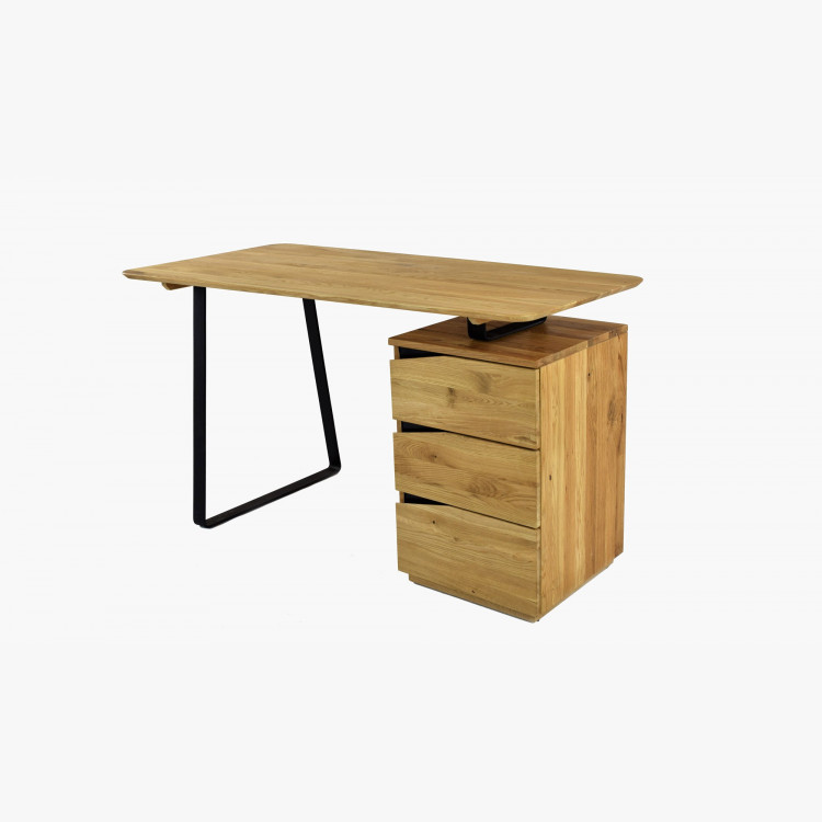 Tölgyfa íróasztal, fekete fém lábak, Smak  - 1