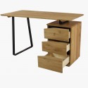 Tölgyfa íróasztal, fekete fém lábak, Smak  - 2
