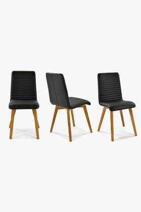 Fekete valódi bőr étkezőszék, Arosa Modell  - 1 2