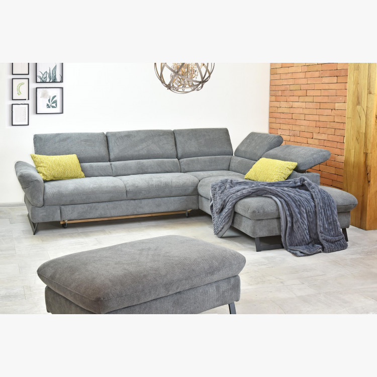 Ágyazható sarok ülőgarnitúra, szürke szín, fém lábak, Haiti Jobb sarok  - 12