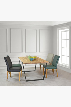 Való bőr borítású étkezőszék, világos szürke, Klaudia  - 1 2