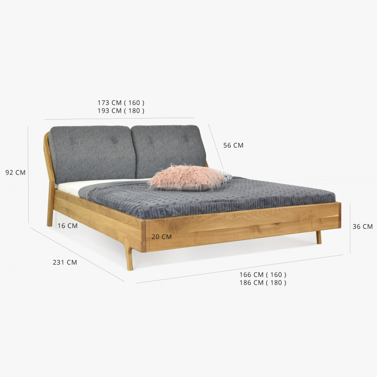 Luxus tölgy ágy, magasított lábakkal, Milenium 160 x 200  - 14