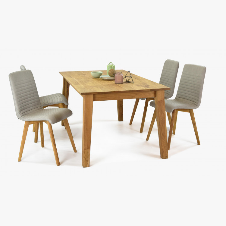 Mirek tölgyfa étkezőasztal és Arosa szürke székek  - 1