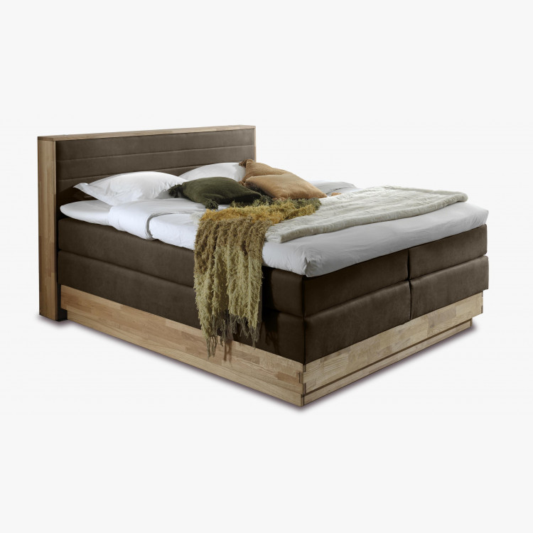 Boxspring tölgyfa ágy rakodótérrel és matraccal, Moneta 180  - 1
