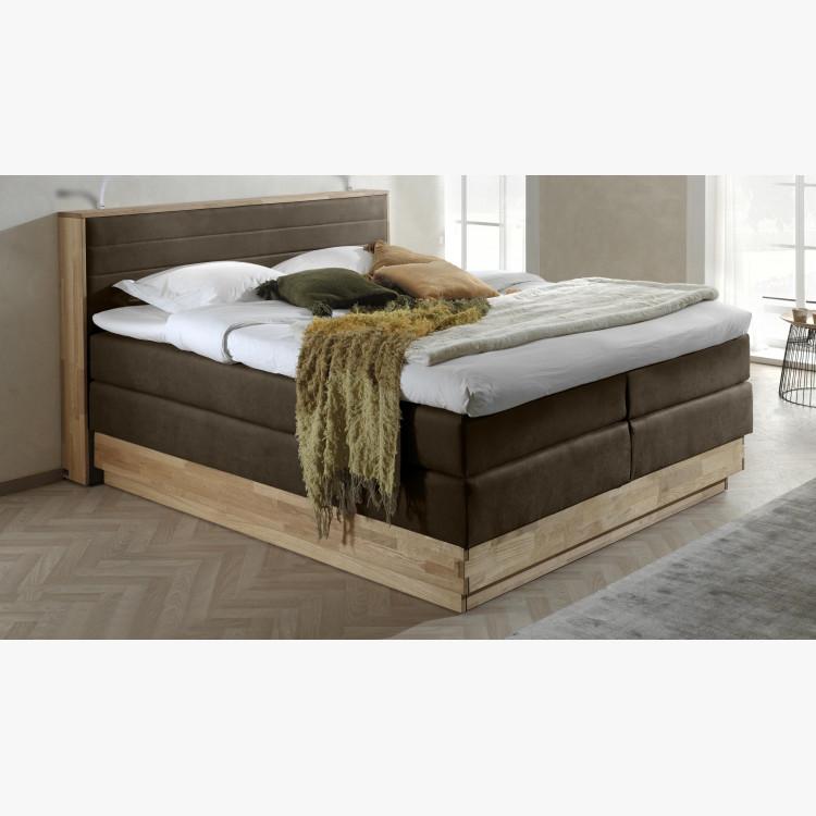 Boxspring tölgyfa ágy rakodótérrel és matraccal, Moneta 180  - 3