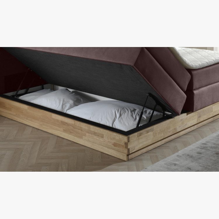 Boxspring tölgyfa ágy rakodótérrel és matraccal, Moneta 180  - 6