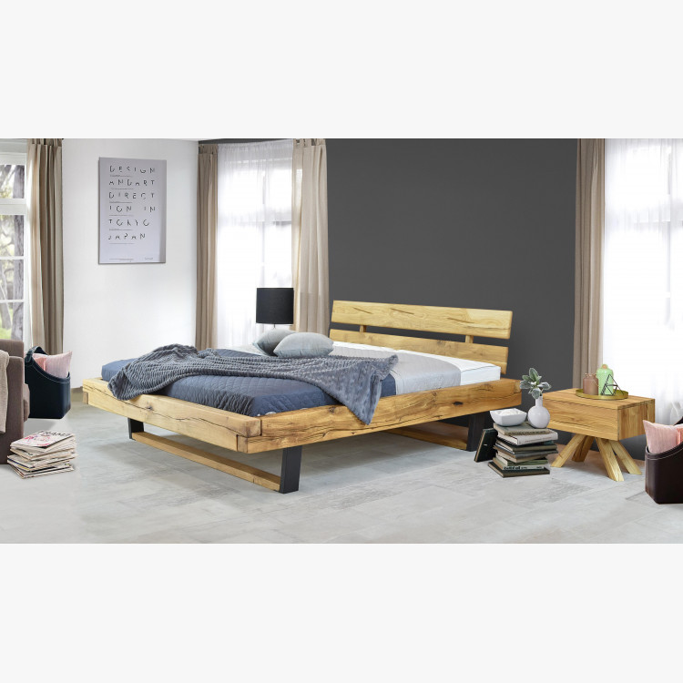 Modern ágy tömör tölgyfából - fém lábak, Laura 160 x 200  - 5