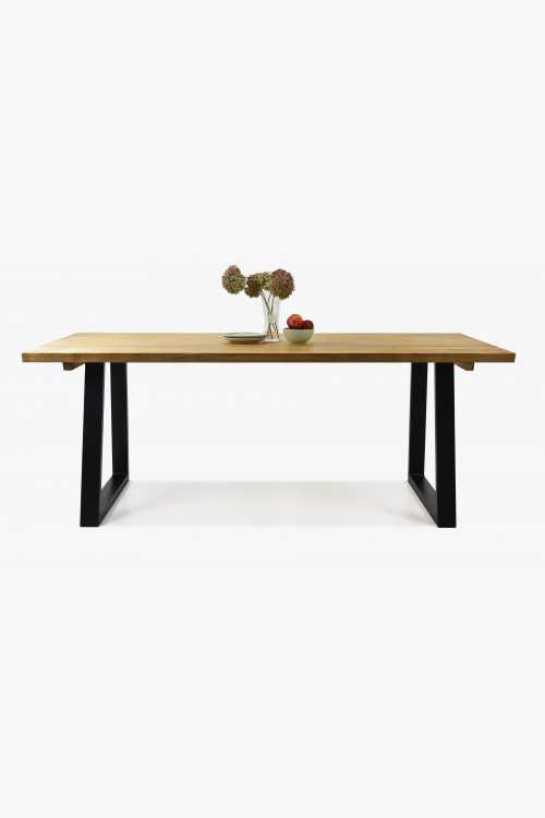 Luxus tömörfa étkezőasztal - fekete fém lábak Torino 180 x 90 cm , Tölgy asztalok