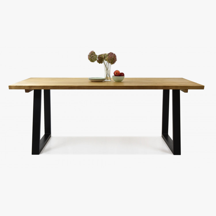 Luxus tömörfa étkezőasztal - fekete fém lábak Torino 180 x 90 cm  - 1