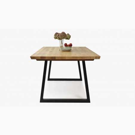 Luxus tömörfa étkezőasztal - fekete fém lábak Torino 180 x 90 cm  - 3