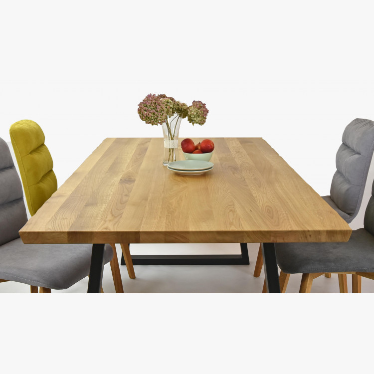 Luxus tömörfa étkezőasztal - fekete fém lábak Torino 180 x 90 cm  - 7