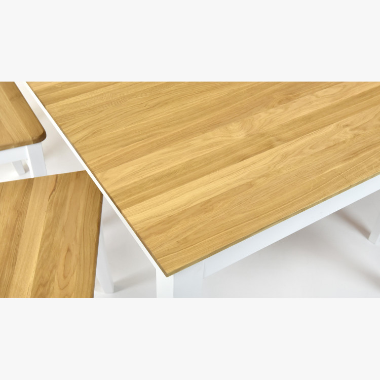 Tömörfa asztal tölgy + fehér, Tomino  - 5