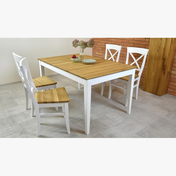 Tömörfa asztal tölgy + fehér, Tomino  - 7