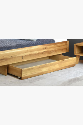 Ágy alatti tároló fiók tölgyfa előlappal, lucfenyő váz, kerekes 150 cm