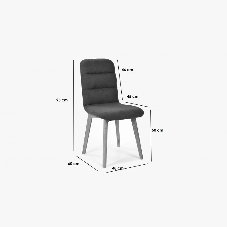 Kényelmes szék, sötétszürke - tölgyfa lábak Orlando  - 5