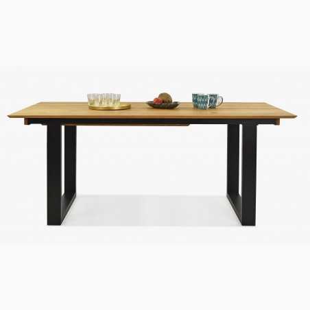 Rozsdamentes acél lábú tölgyfa kinyitható asztal, Rennes 180-280 x 90 cm  - 1