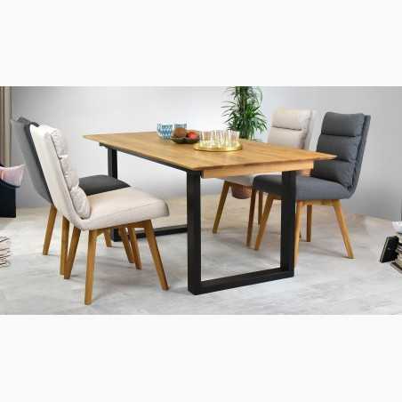 Rozsdamentes acél lábú tölgyfa kinyitható asztal, Rennes 180-280 x 90 cm  - 2