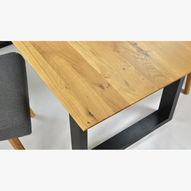 Rozsdamentes acél lábú tölgyfa kinyitható asztal, Rennes 180-280 x 90 cm  - 8