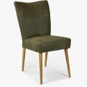 Elegáns szék Valencia - lekerekített tölgyfa lábak, oliva zöld  - 3