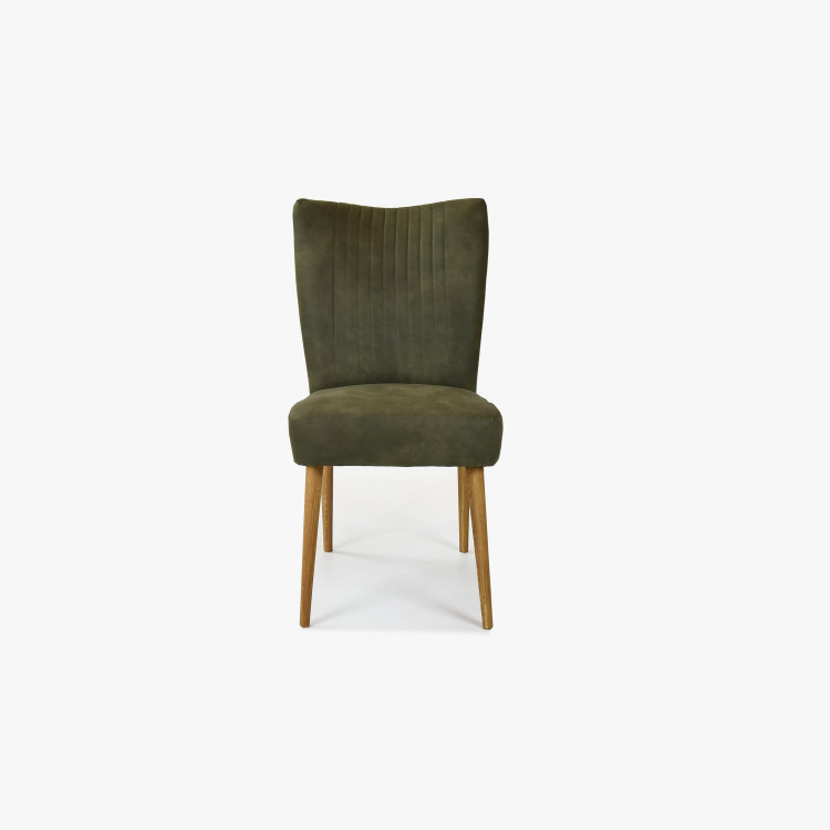 Elegáns szék Valencia - lekerekített tölgyfa lábak, oliva zöld  - 5
