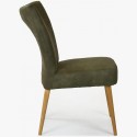 Elegáns szék Valencia - lekerekített tölgyfa lábak, oliva zöld  - 6