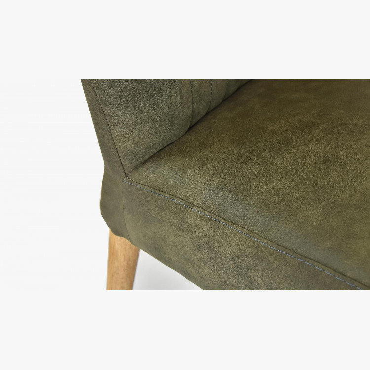 Elegáns szék Valencia - lekerekített tölgyfa lábak, oliva zöld  - 7