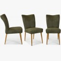 Elegáns szék Valencia - lekerekített tölgyfa lábak, oliva zöld  - 2