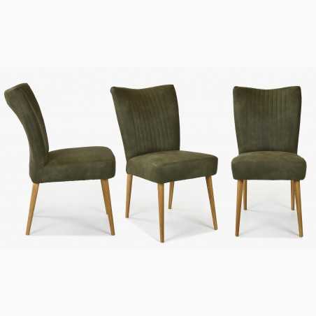 Elegáns Valencia szék - kerek tölgy lábak, olívazöld  - 2