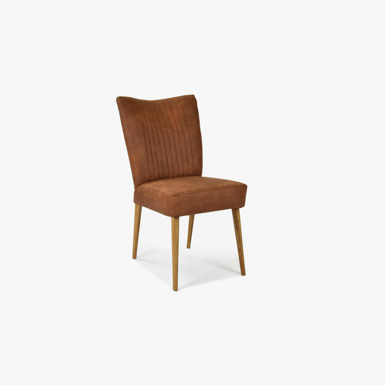 Elegáns szék Valencia - lekerekített tölgyfa lábak, konyak  - 3