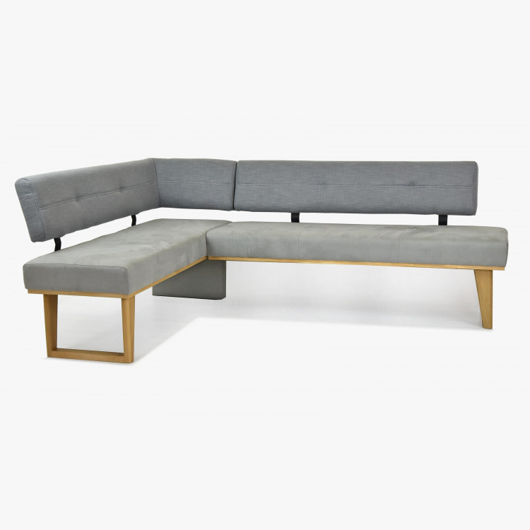 Rugós kárpitozott sarokpad - szürke - tölgyfa lábak Colmar, balos  - 1