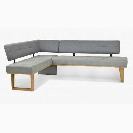 Rugós kárpitozott sarokpad - szürke - tölgyfa lábak Colmar, balos  - 1